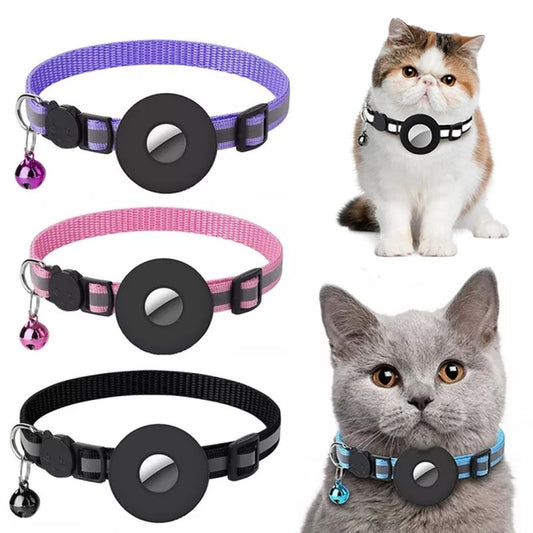 Reflective Waterproof AirTag Pet Collar – Nylon GPS Holder for Dogs & Cats